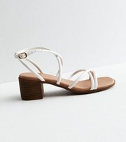 New Look White Leather-Look Strappy Block Heel Sandals